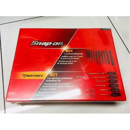 Snap On Punch / Chisel / Soft Grip Screwdriver Set (RED) - PPC710BKSGDR