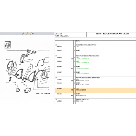Brand New Genuine OE Peugeot 405 Mi16 Nearside Front Outer Window Scraper Seal - 9334.63