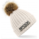 Team Spoox Motorsport Cream Pom Pom Beanie Hat