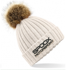 Team Spoox Motorsport Cream Pom Pom Beanie Hat
