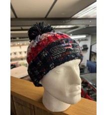 S.R.D Chunky Beanie Pom Pom Hat 2021 with Black Logo - Multi coloured