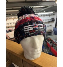 S.R.D Chunky Beanie Pom Pom Hat 2021 with White Logo - Multi coloured