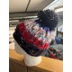 S.R.D Chunky Beanie Pom Pom Hat 2021 with White Logo - Multi coloured