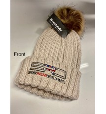 S.R.D Chunky Beige Beanie Pom Pom Hat 2022