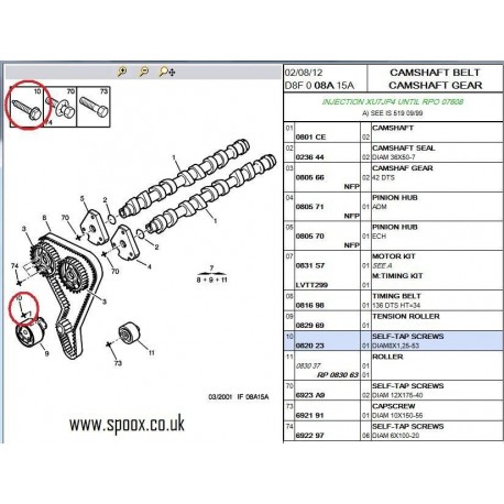 306 Xsi 1.8 16v Cam Belt Tensioner Securing Bolt